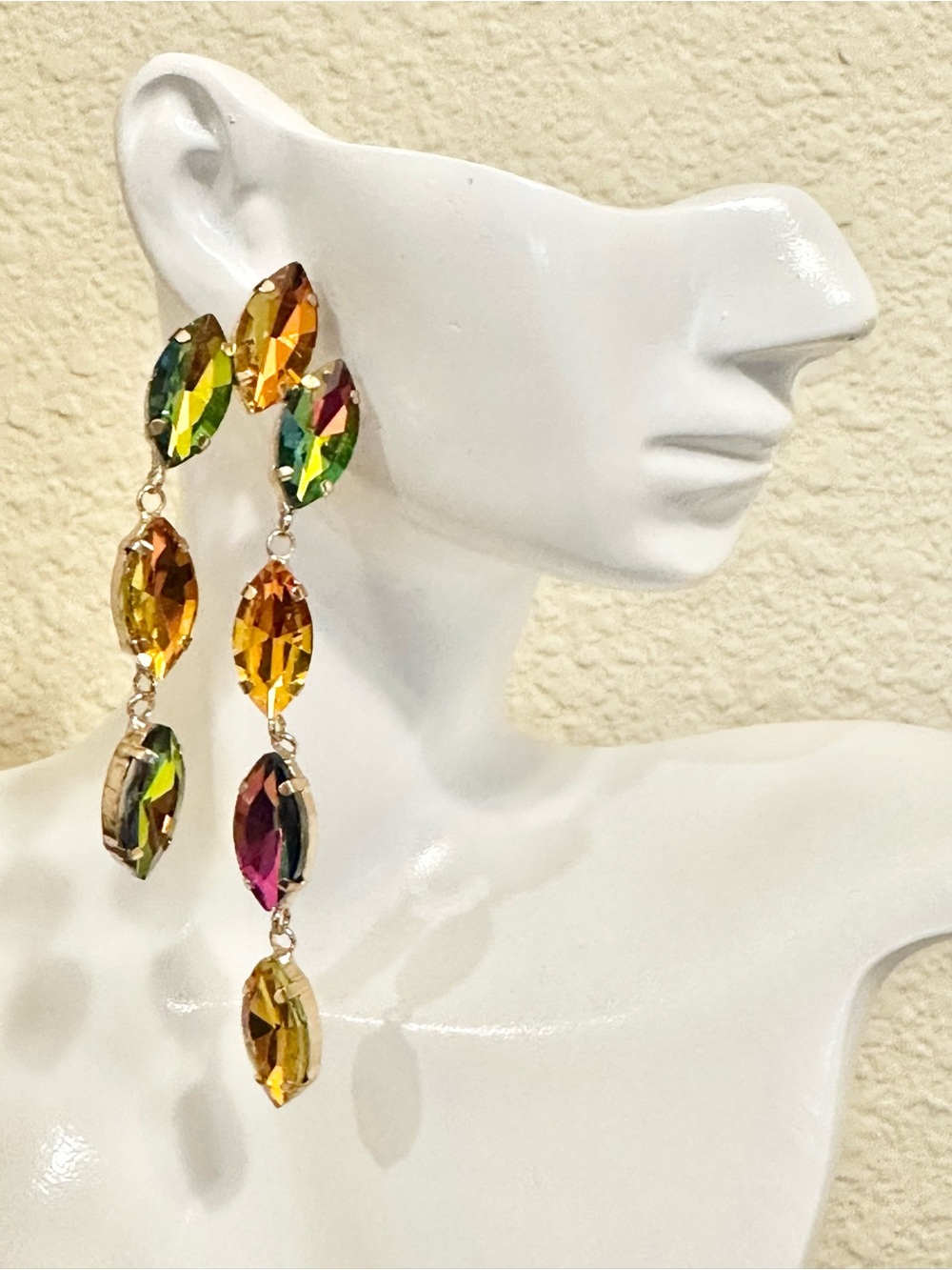 Multicolor Crystal Drop Statement Earrings